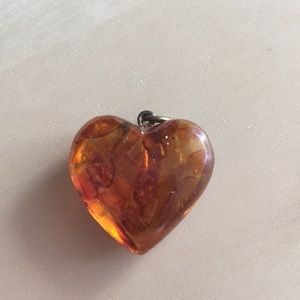 Amber Pendant Heart Shape Necklace
